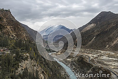 View of Hunza River, Gilgit, Pakistan Stock Photo